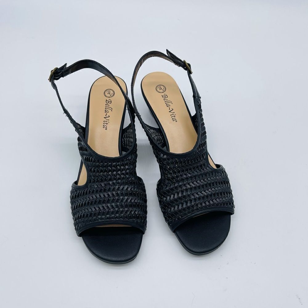 Bella Vita Womens Justine II Slingback Sandals Faux Leather Open Toe - Black